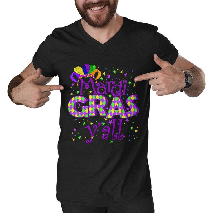 Mardi Gras Yall New Orleans Party T-Shirt Graphic Design Printed Casual Daily Basic Men V-Neck Tshirt