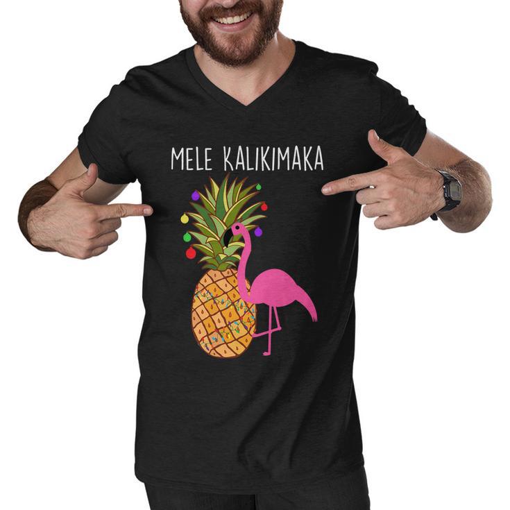 Mele Kalikimaka Flamingo Christmas Tshirt Men V-Neck Tshirt