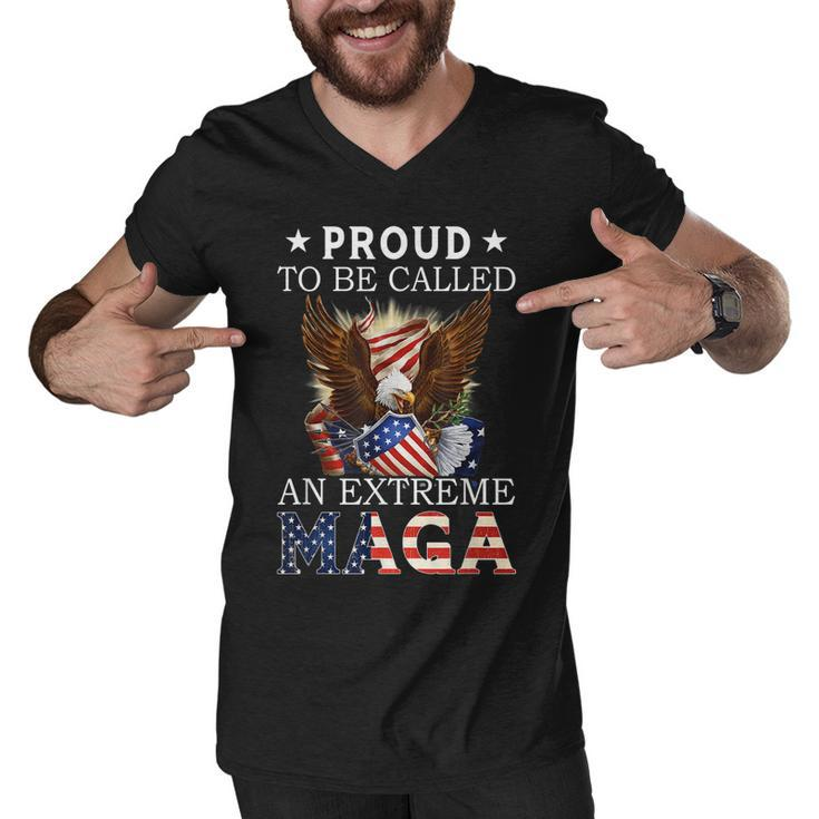 Mens Eagle Proud To Be Called An Extreme Ultra Maga American Flag  Men V-Neck Tshirt
