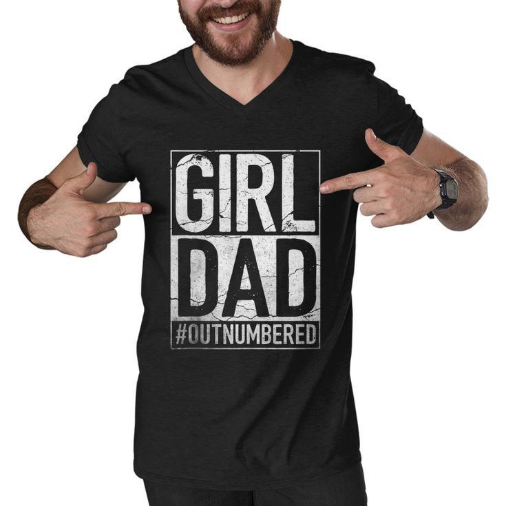 Mens Girl Dad Outnumbered Fathers Day From Wife Daughter Men V-Neck Tshirt