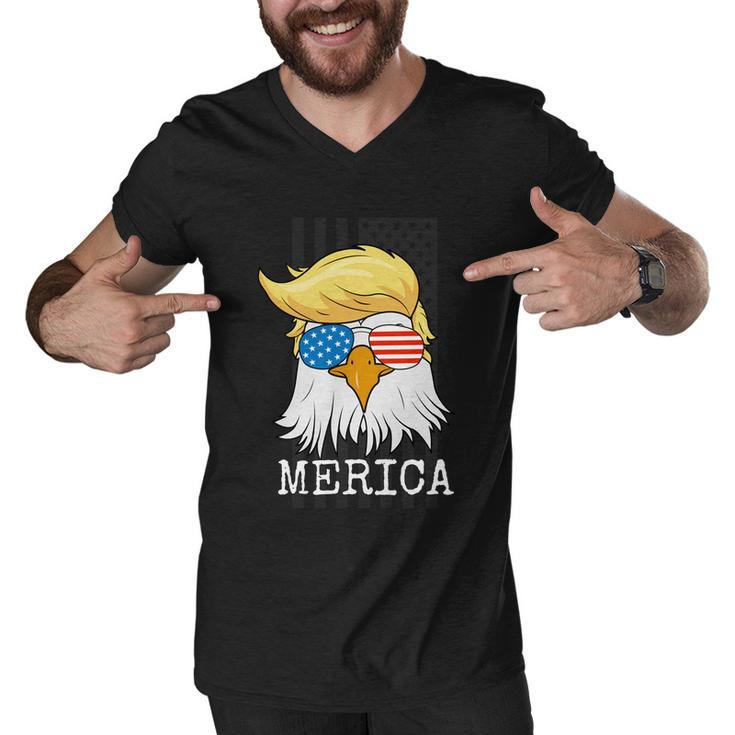 Merica Bald Eagle 4Th Of July Trump American Flag Funny Gift Men V-Neck Tshirt