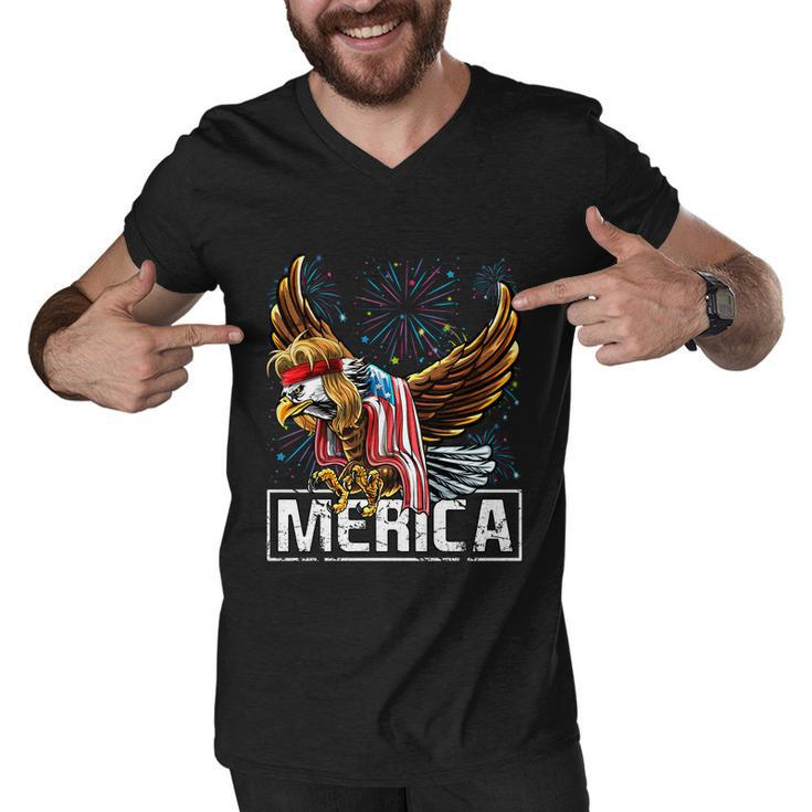 Merica Bald Eagle Mullet 4Th Of July American Flag Patriotic Funny Gift Men V-Neck Tshirt
