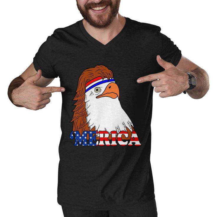 Merica Bald Eagle Retro Usa Flag Tshirt Men V-Neck Tshirt