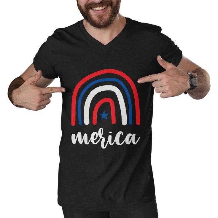 Merica Rainbows 4Th Of July Usa Flag Plus Size Graphic Tee For Men Women Family Men V-Neck Tshirt