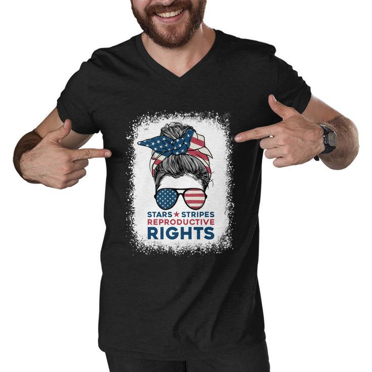 Messy Bun American Flag Stars Stripes Reproductive Rights Gift V3 Men V-Neck Tshirt