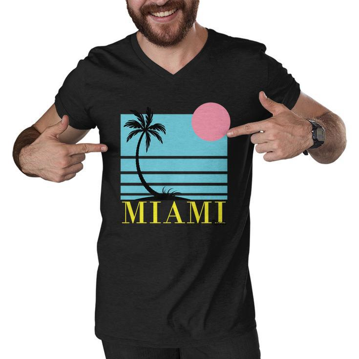 Miami Beach Sunset Men V-Neck Tshirt
