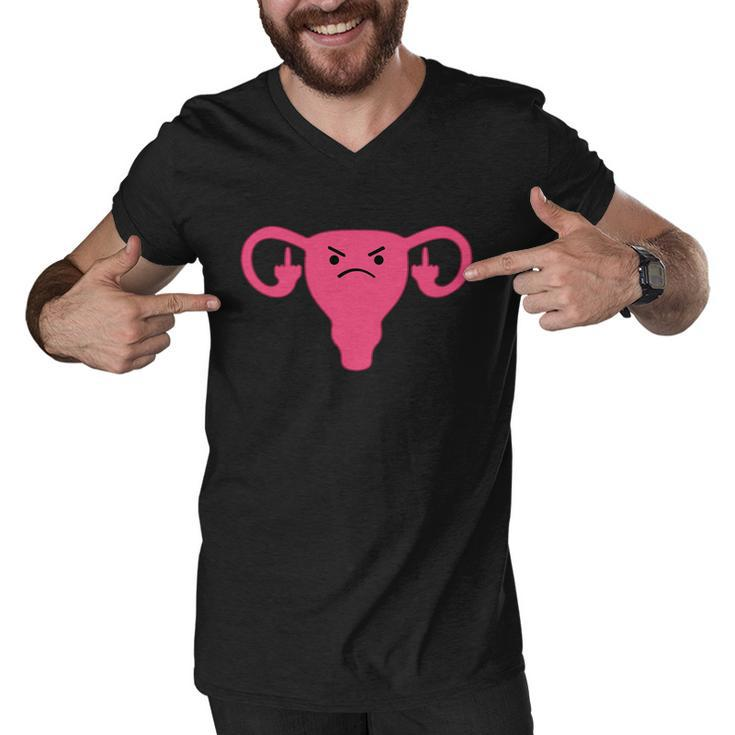 Middle Finger Angry Uterus Pro Choice Feminist Men V-Neck Tshirt