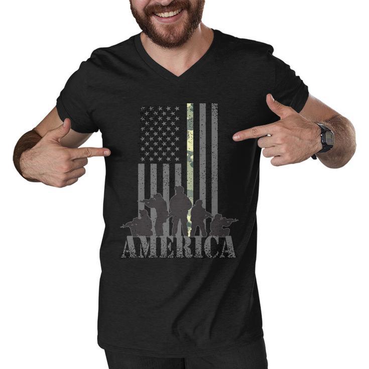 Military American Veteran Flag Usa Men V-Neck Tshirt