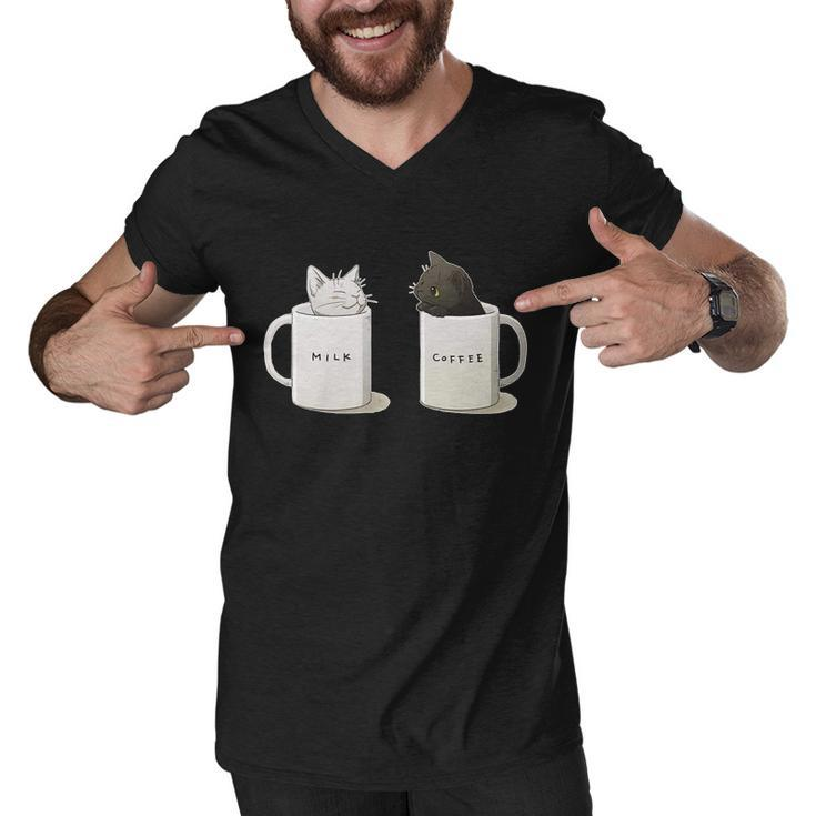 Milk N Coffee Kitties Men V-Neck Tshirt