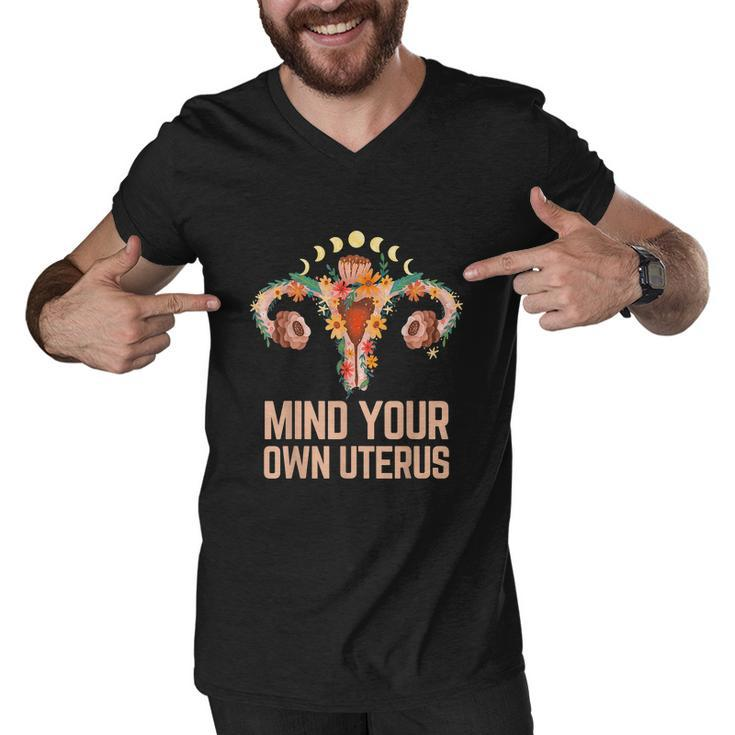 Mind Your Own Uterus Floral My Uterus My Choice V2 Men V-Neck Tshirt