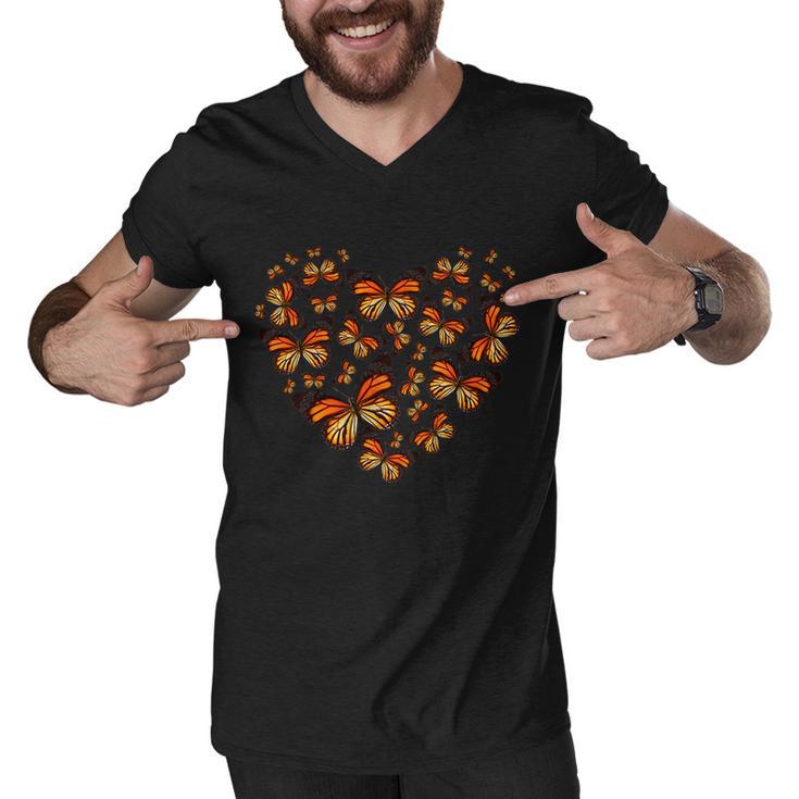 Monarch Butterfly Heart Men V-Neck Tshirt