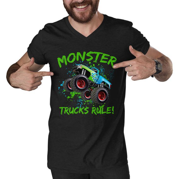 Monster Trucks Rule Tshirt Men V-Neck Tshirt