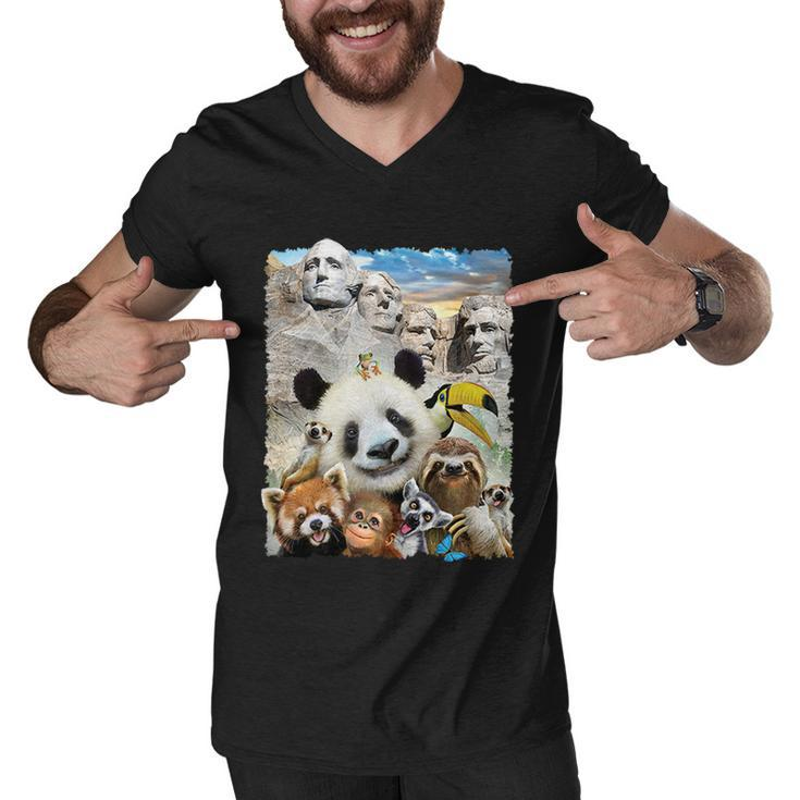 Mt Rushmore Wild Animals Selfie Tshirt Men V-Neck Tshirt
