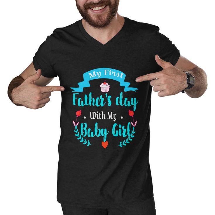 My 1St Fathers Day Baby Girl Men V-Neck Tshirt