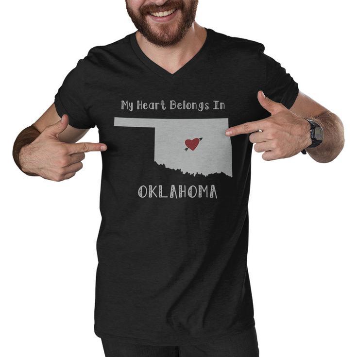 My Heart Belongs In Oklahoma Men V-Neck Tshirt