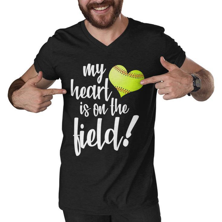 My Heart Is On The Field Baseball Player Men V-Neck Tshirt