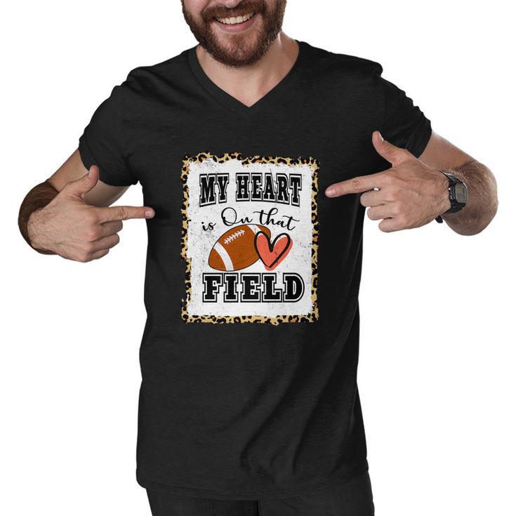 My Heart Is On The Field Cute Leppard Football Mom Tshirt Men V-Neck Tshirt