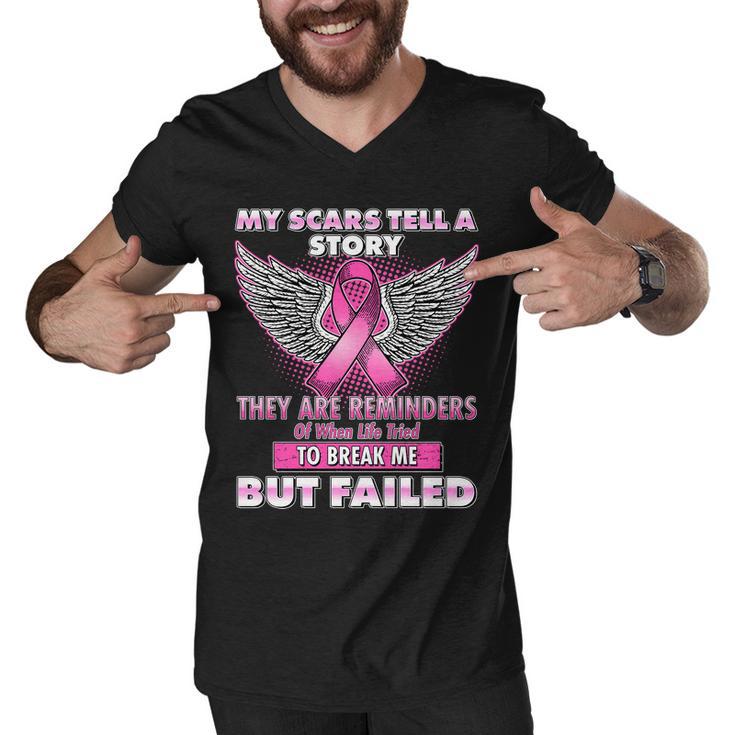 My Scars Tell A Story Breast Cancer Awareness Tshirt Men V-Neck Tshirt