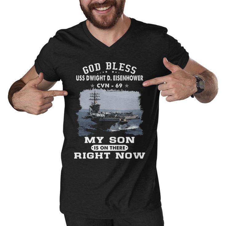 My Son Is On Uss Dwight D Eisenhower Cvn  Men V-Neck Tshirt