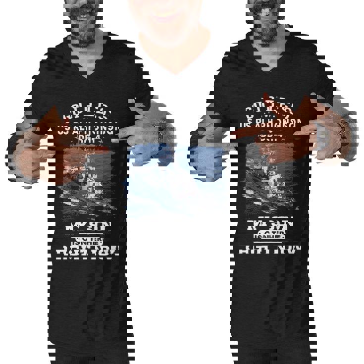 My Son Is On Uss Ralph Johnson Ddg  Men V-Neck Tshirt
