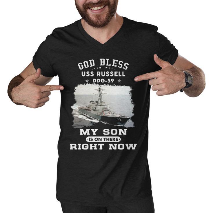 My Son Is On Uss Russell Ddg  Men V-Neck Tshirt