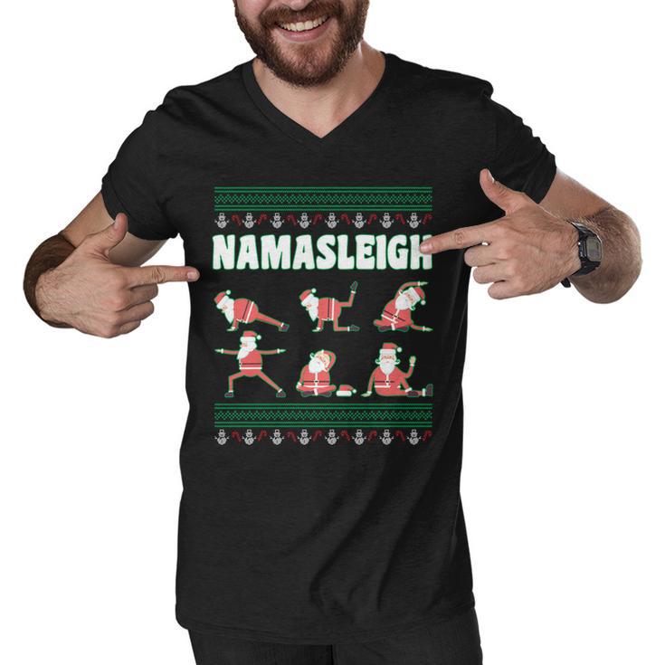 Namasleigh Santa Yoga Poses Tshirt Men V-Neck Tshirt