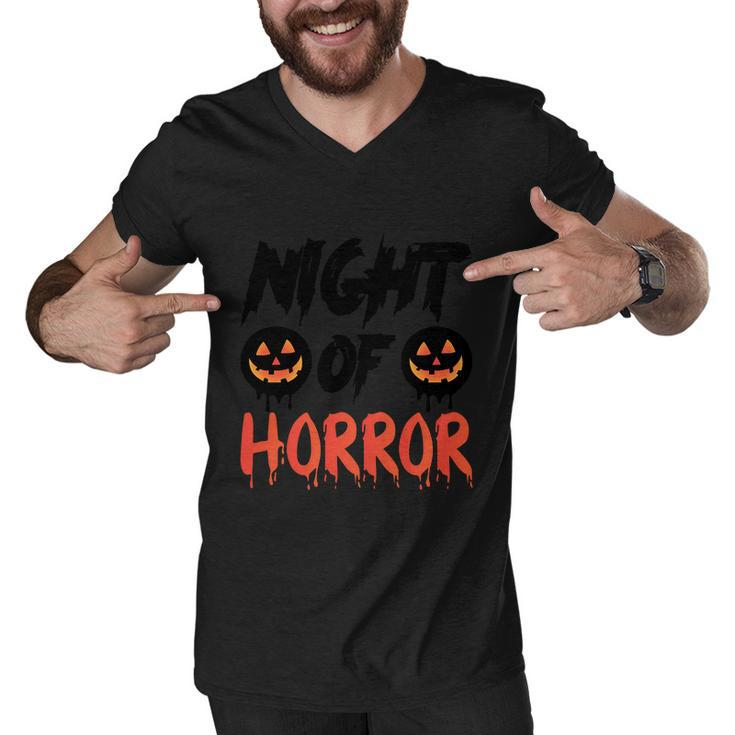 Night Of Horror Pumpkin Halloween Quote Men V-Neck Tshirt