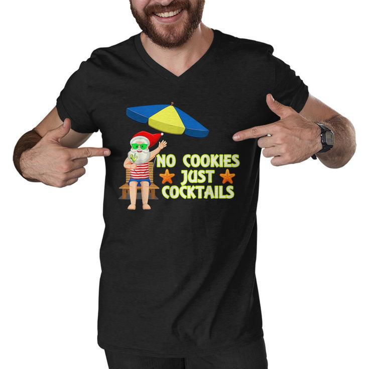 No Cookies Just Cocktails Funny Santa Christmas In July   Men V-Neck Tshirt