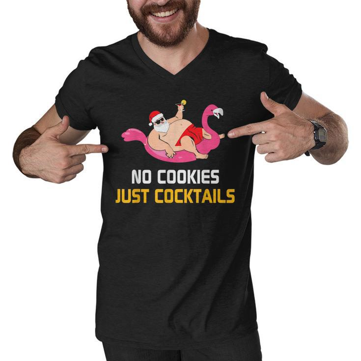 No Cookies Just Cocktails Funny Santa Christmas In July   Men V-Neck Tshirt