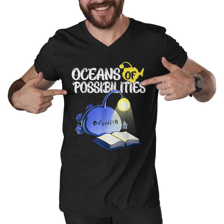 Oceans Of Possibilities Summer Reading Anglerfish  Men V-Neck Tshirt
