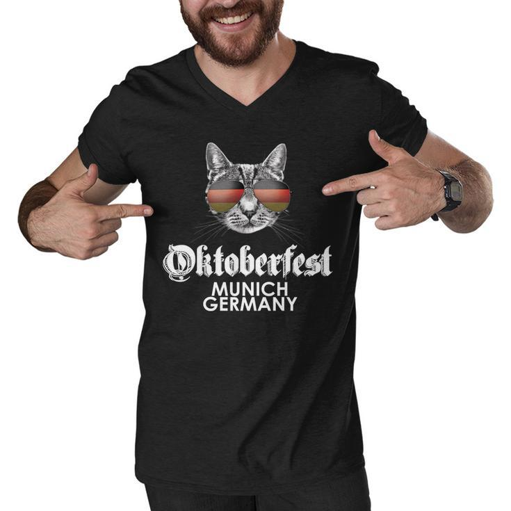 Oktoberfest Cat Munich Germany Men V-Neck Tshirt