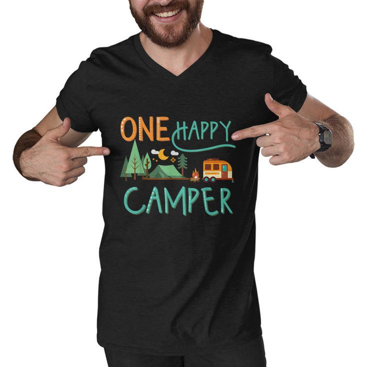One Happy Camper First Birthday Gift Camping Matching Gift Men V-Neck Tshirt