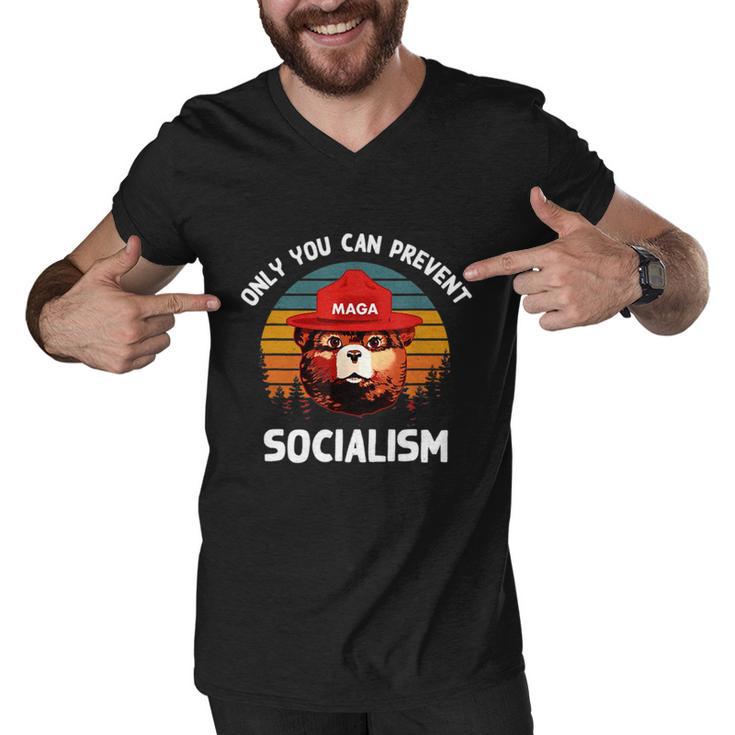 Only You Can Prevent Socialism Maga Bear Republican Tshirt Men V-Neck Tshirt