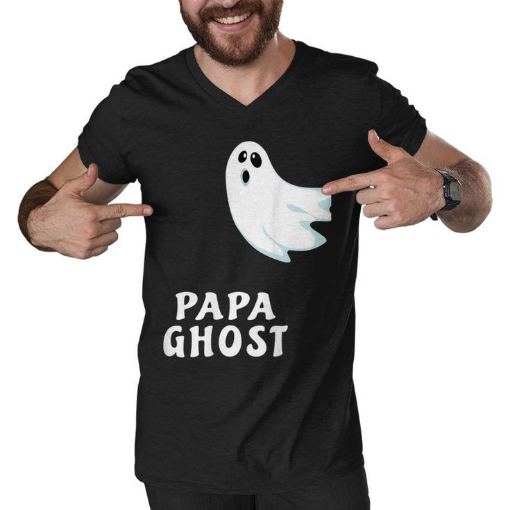 Papa Ghost Funny Spooky Halloween Ghost Halloween Dad  Men V-Neck Tshirt