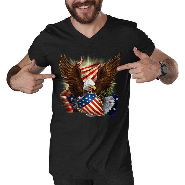 Patriot Eagle American Shield Tshirt Men V-Neck Tshirt