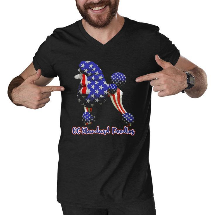 Patriotic Flag Poodle For American Poodle Lovers Men V-Neck Tshirt