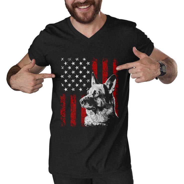 Patriotic German Shepherd American Flag Dog Gift V2 Men V-Neck Tshirt