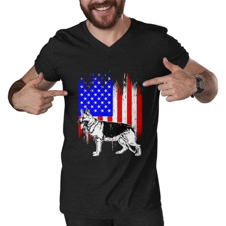 Patriotic German Shepherd American Flag Dog Lover Gift Cute Gift Men V-Neck Tshirt