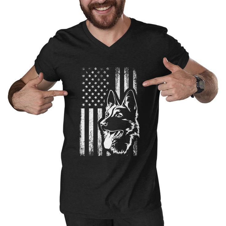 Patriotic German Shepherd American Flag Dog Lover Gift V2 Men V-Neck Tshirt