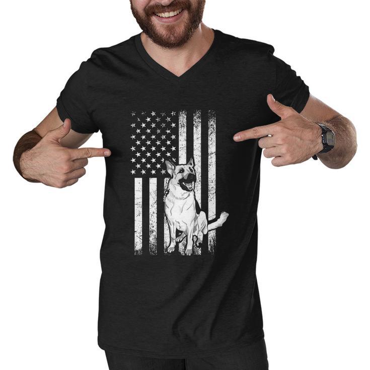 Patriotic German Shepherd American Flag Dog Lover Gift V4 Men V-Neck Tshirt