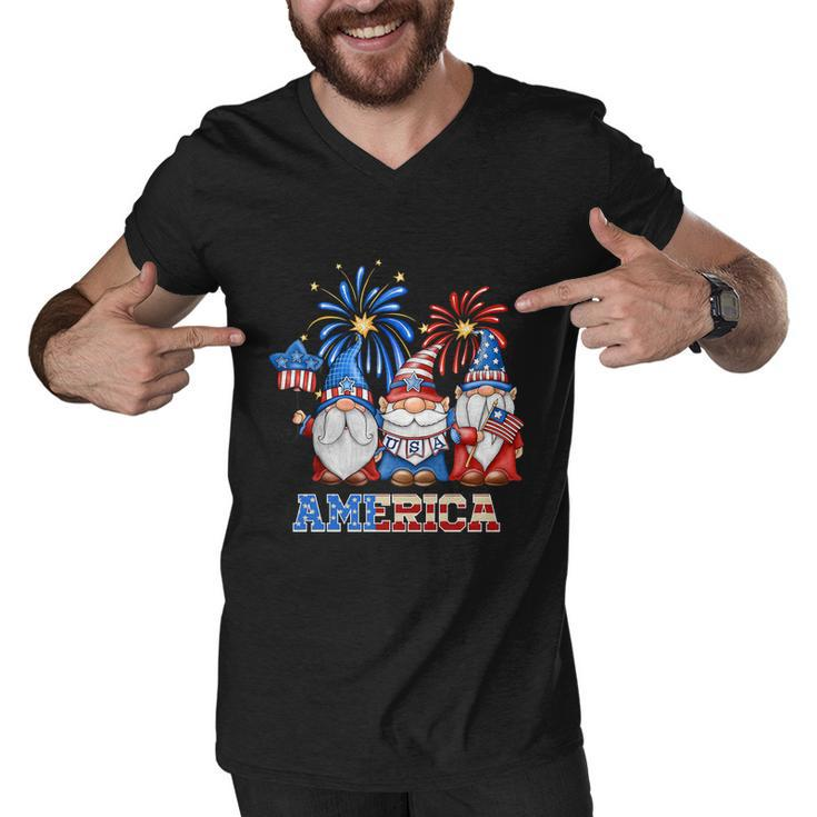 Patriotic Gnomes 4Th Of July Funny Gnome Love American Flag Gift Men V-Neck Tshirt