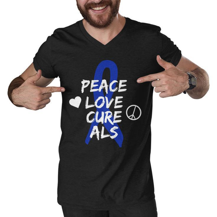 Peace Love Cure Als Awareness Tshirt Men V-Neck Tshirt