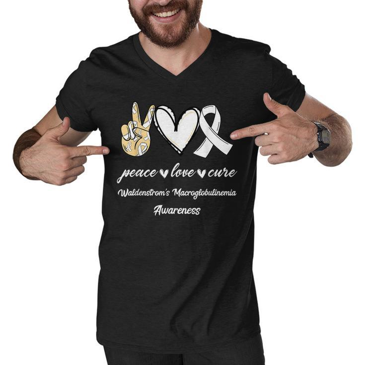 Peace Love Cure Waldenstroms Macroglobulinemia Awareness  Men V-Neck Tshirt