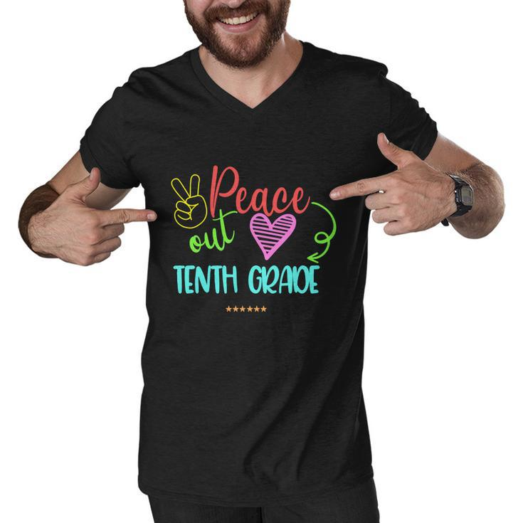Peace Out Tenth Grade Graphic Plus Size Shirt For Teacher Female Male Students Men V-Neck Tshirt