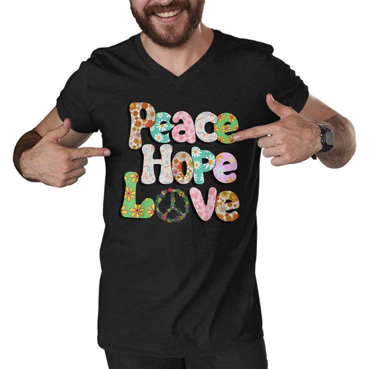 Peace Sign Love 60S 70S Tie Dye Hippie Halloween Costume  V3 Men V-Neck Tshirt