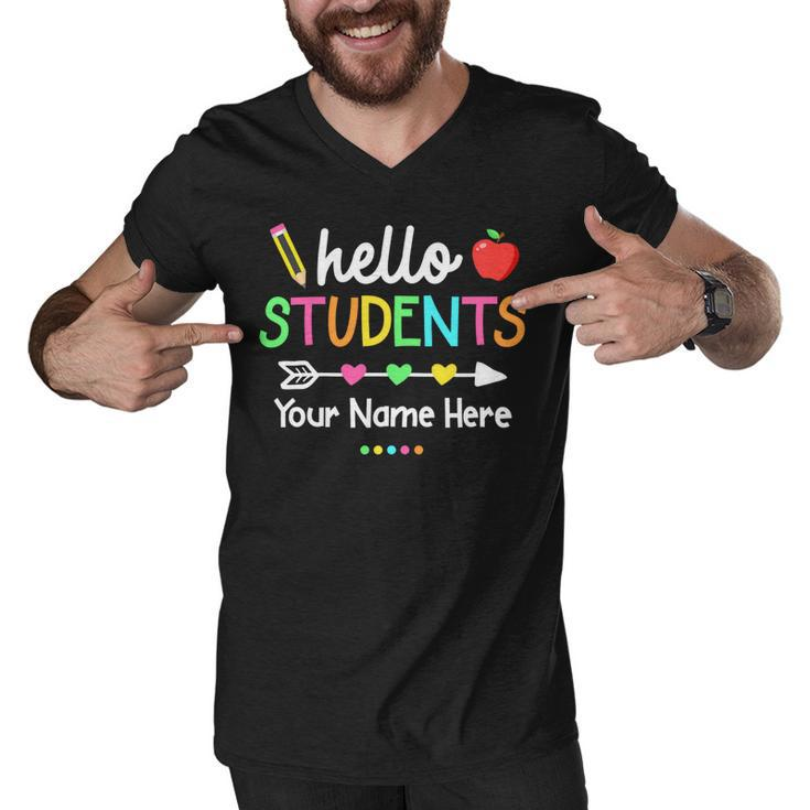 Personalized Teacher Shirt Back To School Hello Students Men V-Neck Tshirt