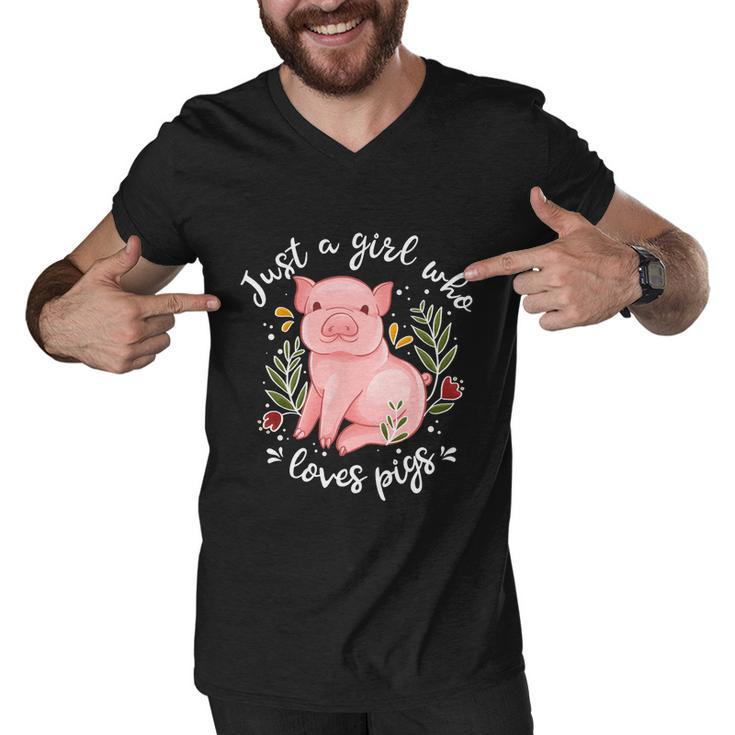 Pig Funny Gift Just Girl Who Loves Pigs Pig Lovers Gift Graphic Design Printed Casual Daily Basic Men V-Neck Tshirt