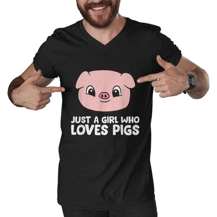 Pigs Farmer Girl Just A Girl Who Loves Pigs Graphic Design Printed Casual Daily Basic Men V-Neck Tshirt