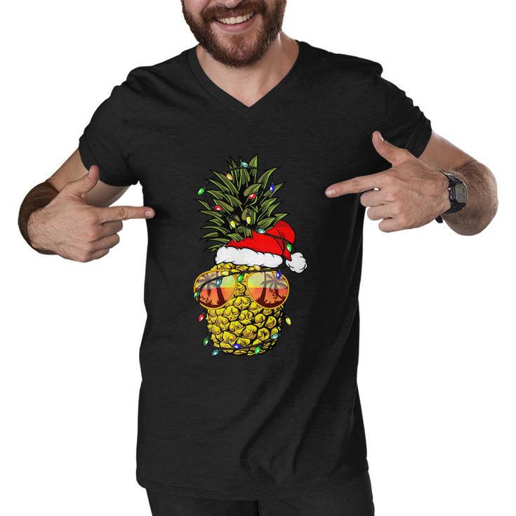 Pineapple Christmas Tree Or Christmas In July Pineapple Cool Gift Men V-Neck Tshirt