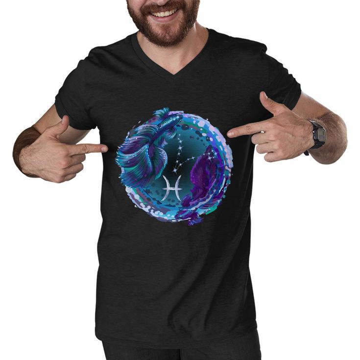 Pisces Zodiac Sign V2 Men V-Neck Tshirt